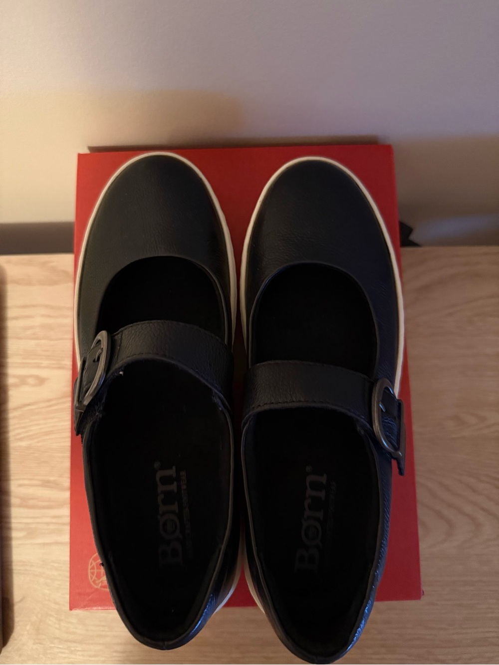 Born Black Mary Jane Strap Shoes with Buckle